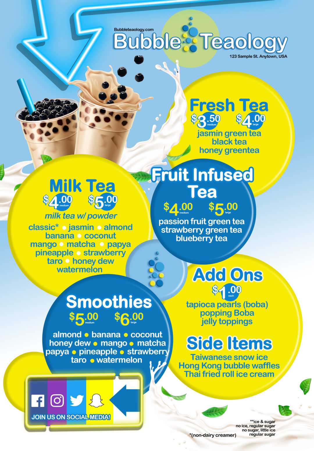 Sample Bubble Tea Menu Design - BubbleTeaology