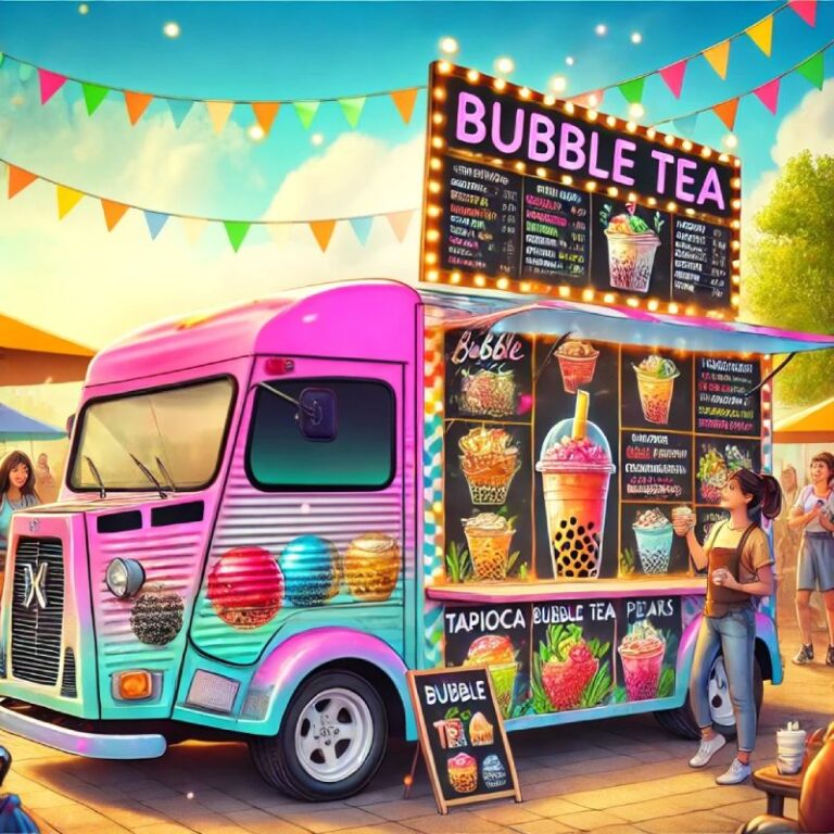 Food truck bubble tea setup